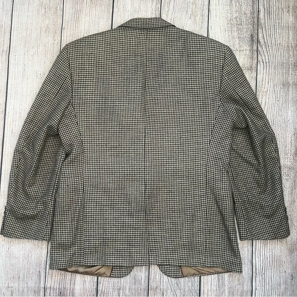 VTG Evan Picone Tweed Mens Jacket 42 Short‎ Brown Houndstooth Check Wool Blazer